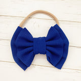Three Little Tots Children's Bow Hair Band Baby Double Layer, in Blue
