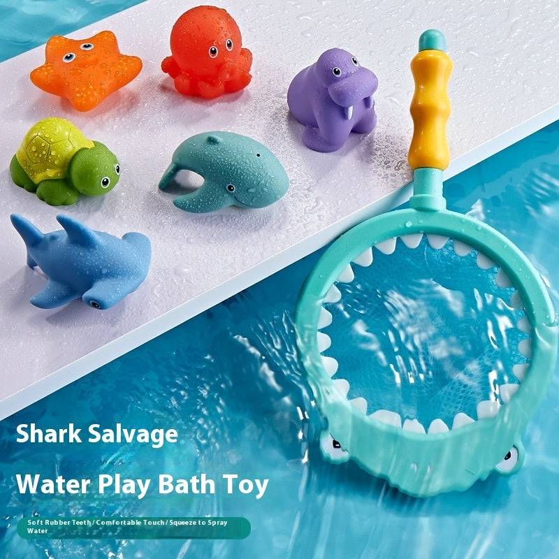 Three Little Tots Baby Bath Toys Turtle Sprinkler Net Fish Catching Shark, extra product detail