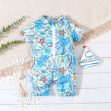 Boys' Infant Summer Swimsuit Printed Jumpsuit