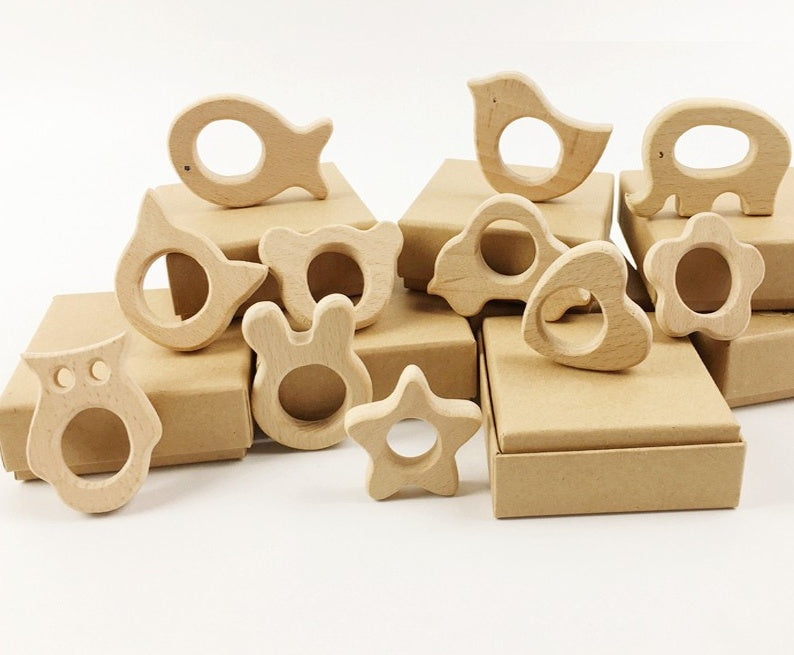 Three Little Tots Beech Wood Baby Teethers