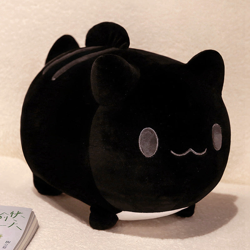 Three Little Tots Cartoon Cute Fishtail Cat Plush Toy Accompany Doll Girl Bed Sofa Doll Birthday Gift, in Black Cat
