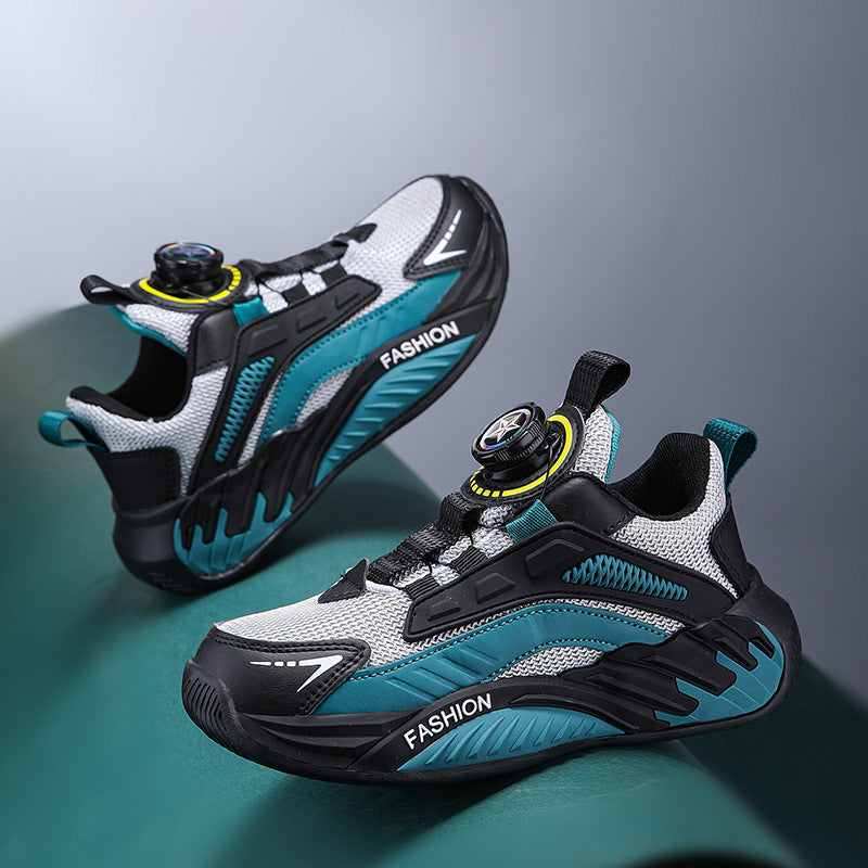 Non-Slip Soft-Soled Running Sneakers With Rotating Buckles For Older And Teenage Kids