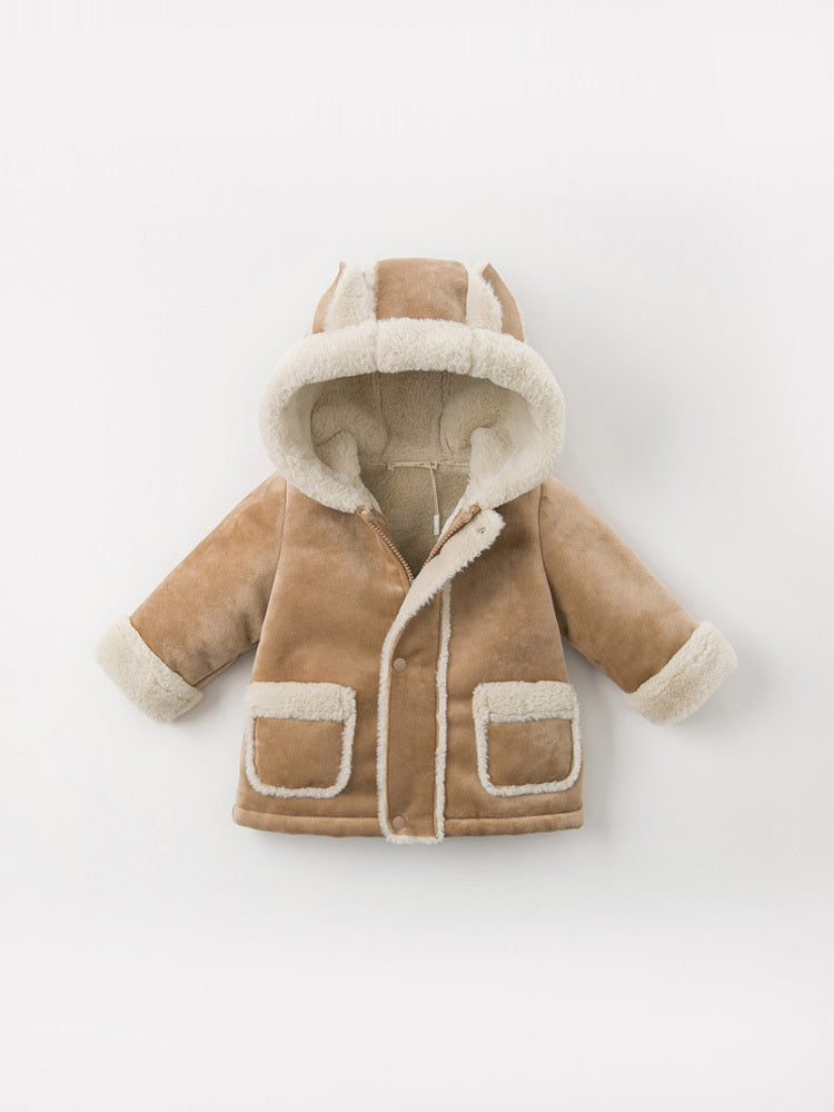 Three Little Tots Thicken Coat Baby Warm Casual Cotton Jacket, in Camel