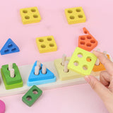 Three Little Tots Geometric Shape Five Sets Of Column Building Blocks Early Education Intellectual D, extra product detail