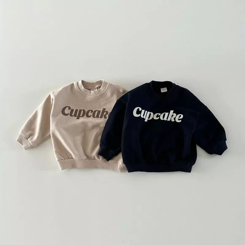 Two sweatshirts with 'Cupcake' text on a light gray background