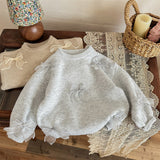 Three Little Tots Girl's Sweater Fashion Children's Bow Knitwear, in Gray