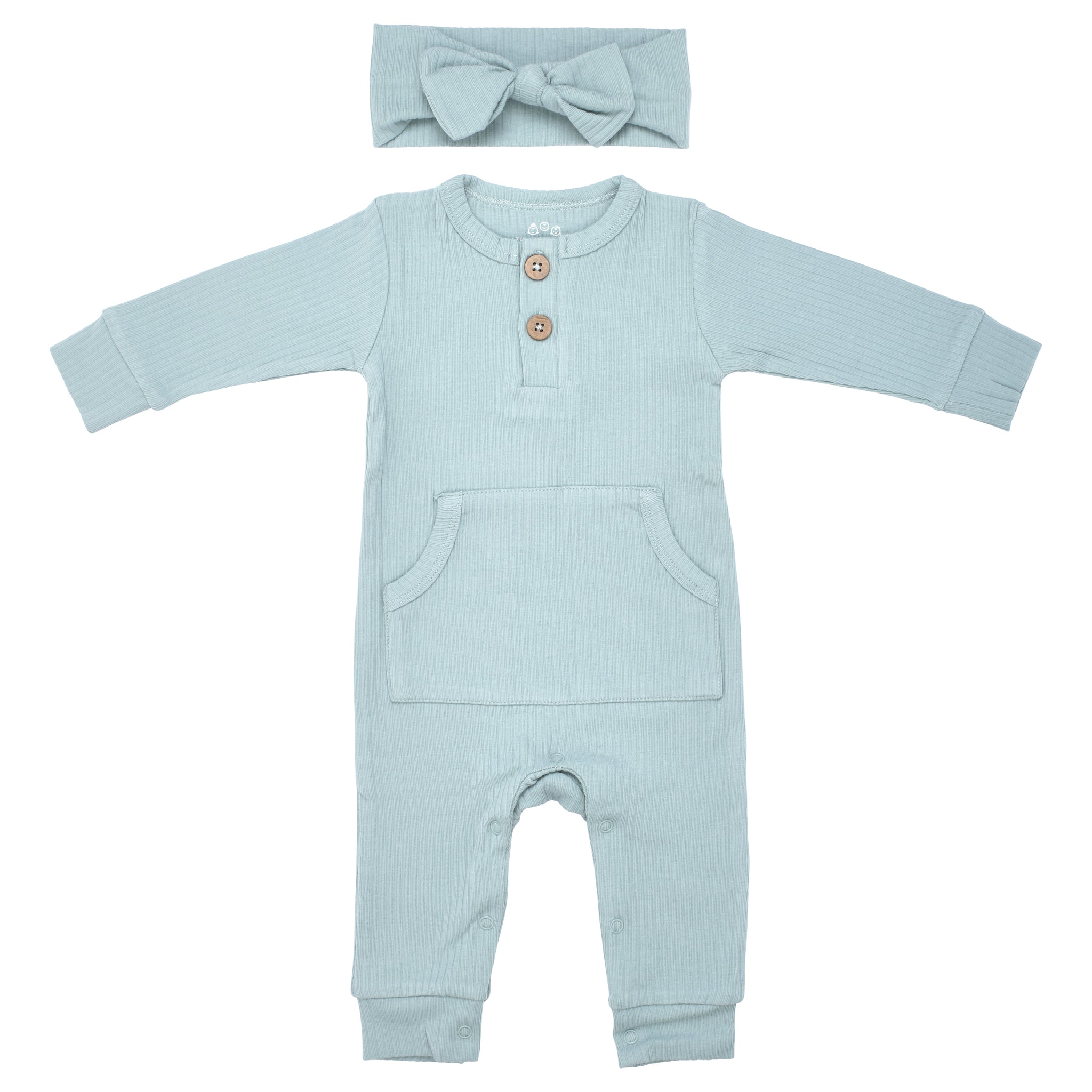 Robbins Egg Baby Ribbed Playsuit with pockets