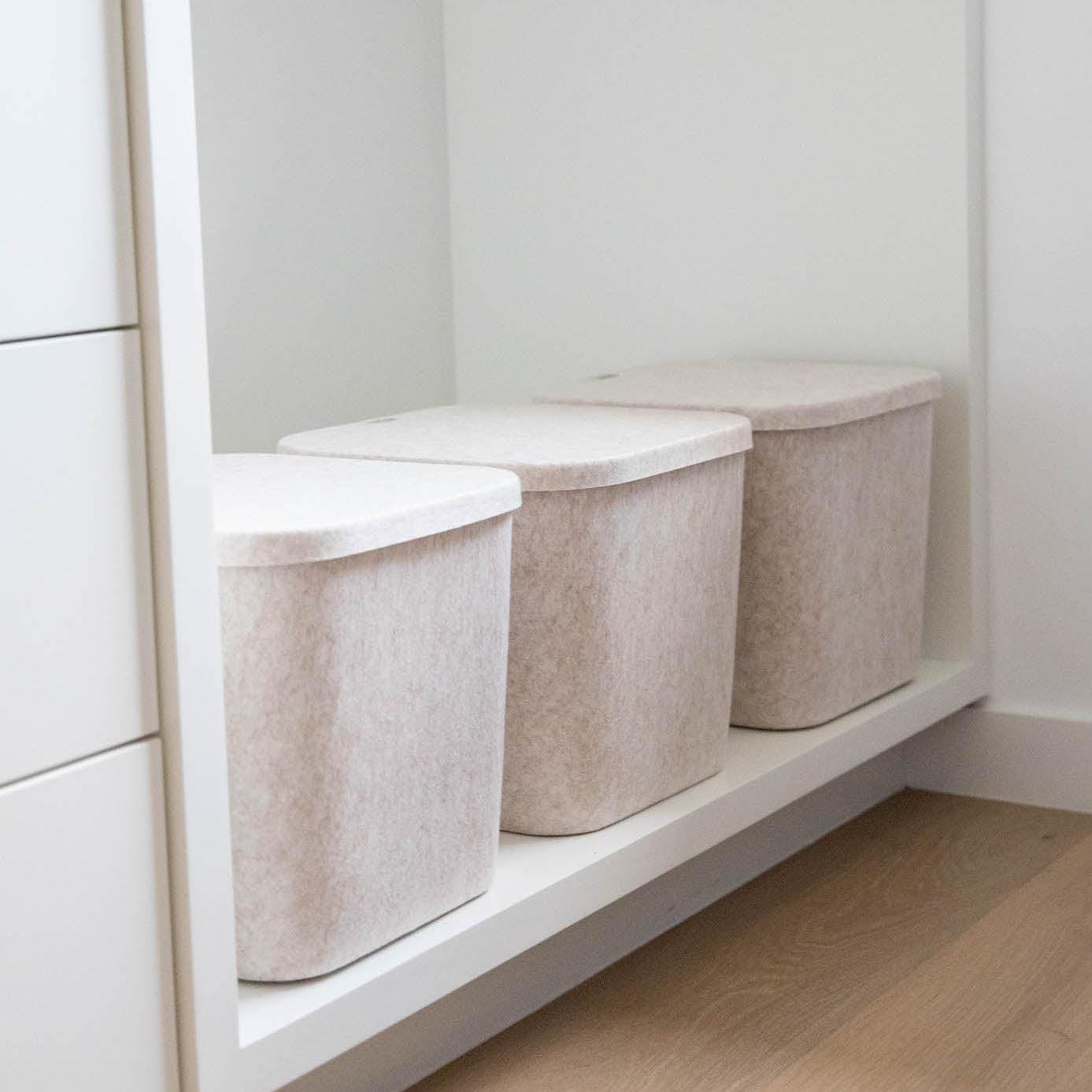 Three Little Tots The Sculpted Bin - Original with Lid Set of 3, in Stone