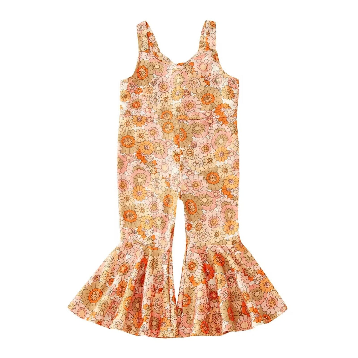 Flowers Bell Bottoms Overalls