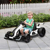 Aosom 24V 7.5 MPH Electric Go Kart with Adjustable Seat, Slow Start, White