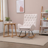 HOMCOM Mid-Century Fabric Nursery Rocker in Cream White