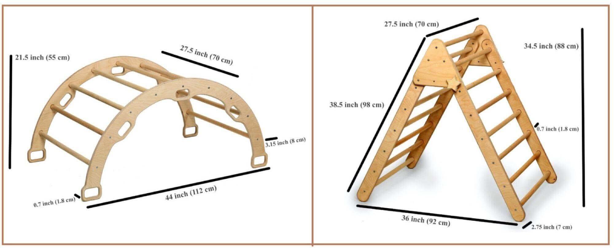 Montessori Climbing Set - Climbing Triangle / Arch Rocker, XL Pillow, and 2 Ramps / 5 Pieces
