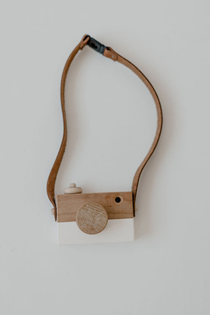 Wood & Leather camera/play camera/wooden play camera/toddler camera