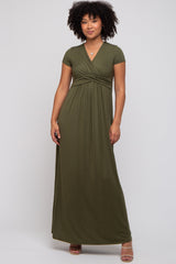 Three Little Tots PinkBlush Olive Draped Maternity Nursing Maxi Dress, additional view