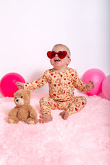 Three Little Tots Ribbed bamboo teddy heart zippy, additional view