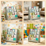 MOONRIVER 4-Tier Kids Bookshelf, Toddler Book Display Shelves, Sage (Open Box)