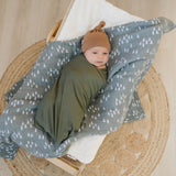 Three Little Tots Olive Bamboo Stretch Swaddle, second additional photo