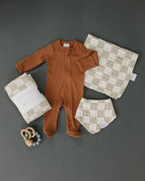 Taupe Checkered Muslin Burp Cloth