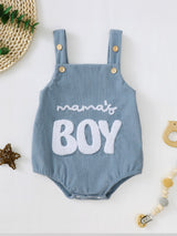 Three Little Tots Male And Female Baby Corduroy Suspender Towel Embroidery, another angle