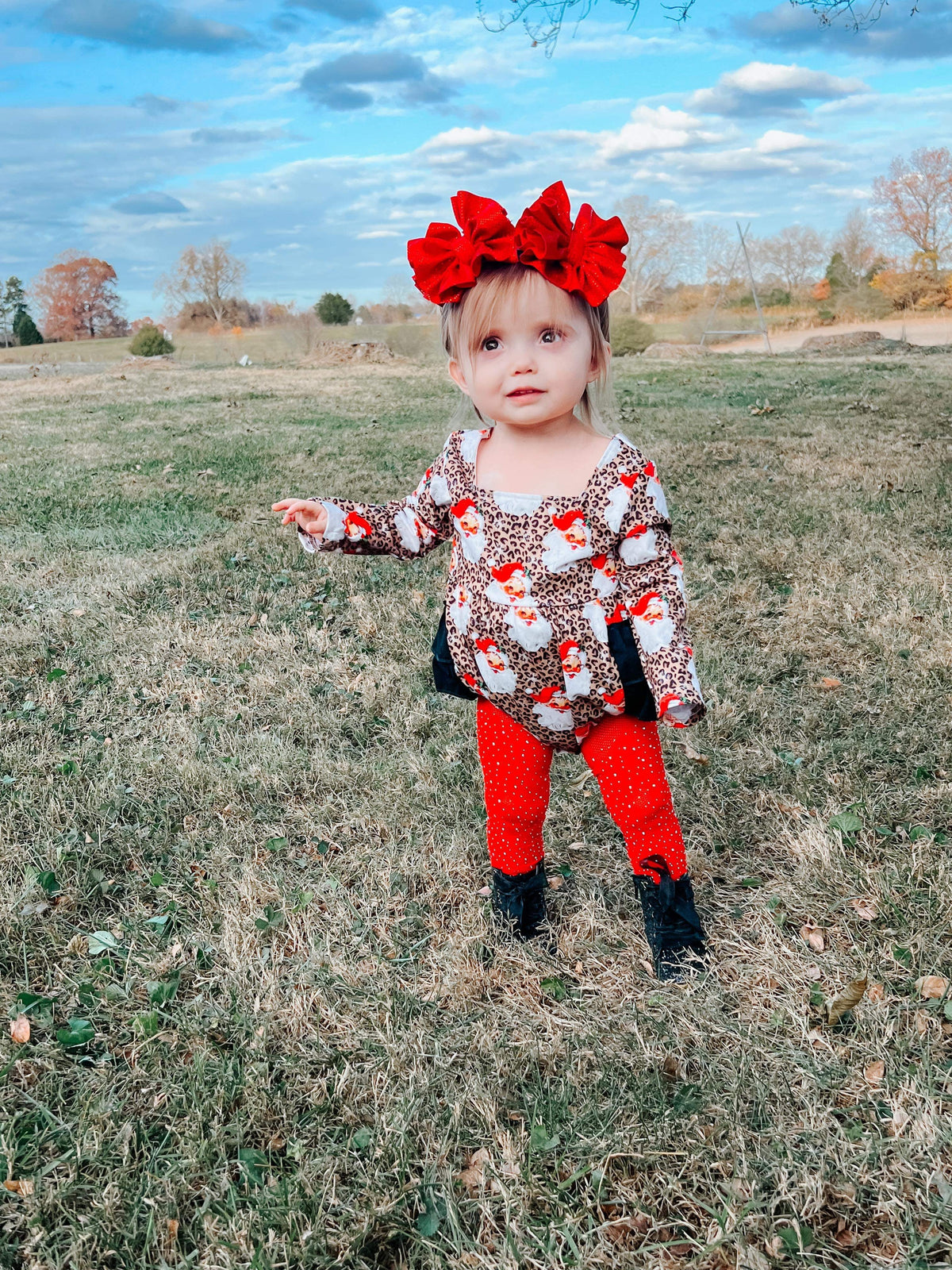 Leopard Santa ruffle romper