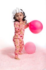 Three Little Tots Ribbed bamboo pink teddy zippy, additional product photo