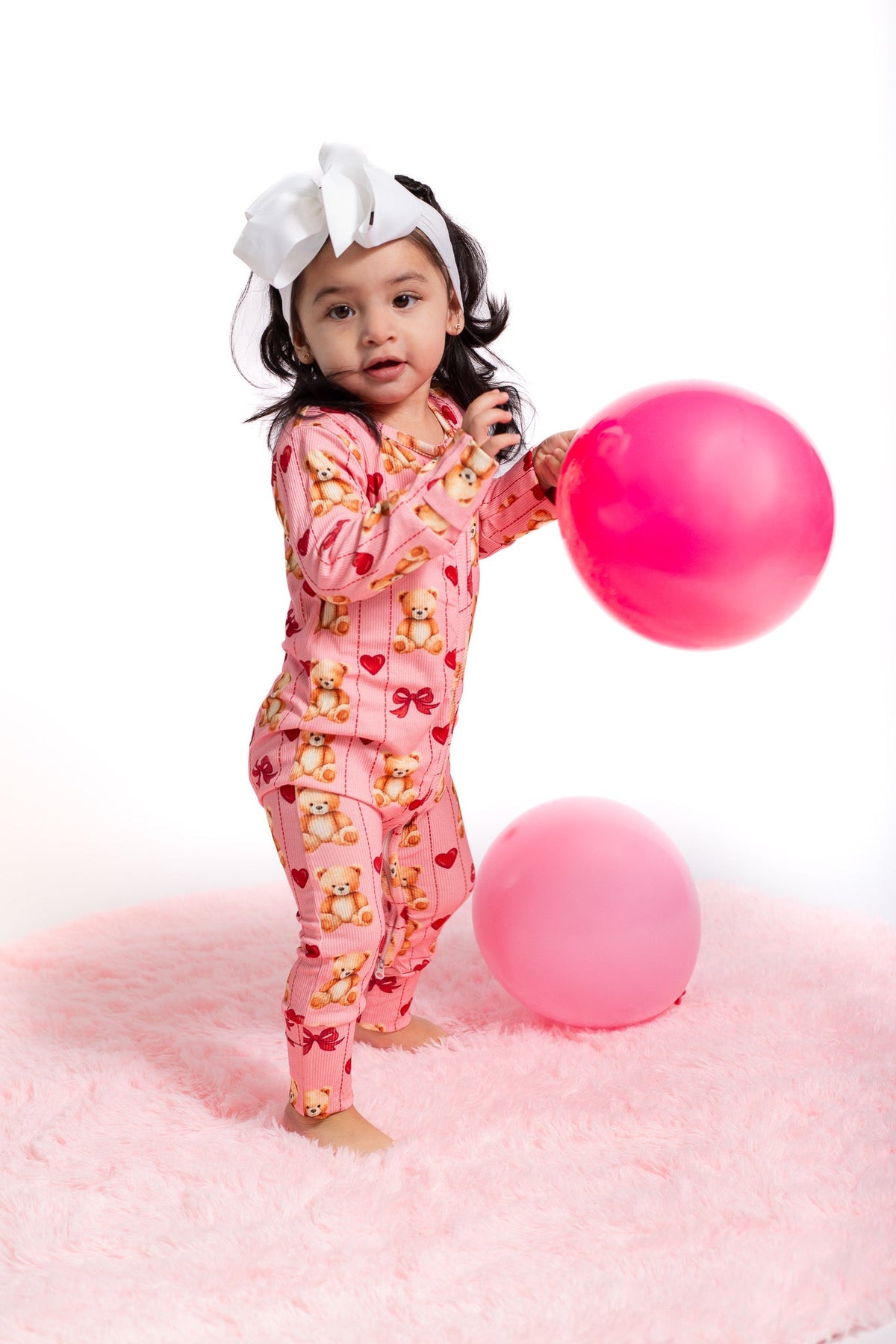 Three Little Tots Ribbed bamboo pink teddy zippy, additional product photo