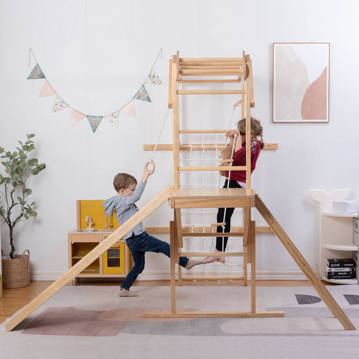 Three Little Tots Grove Foldable Jungle Gym - Wall Mounted - Natural, additional product photo