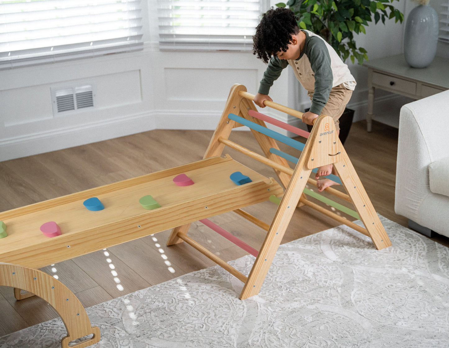 Three Little Tots Hazel Pikler Triangle Slide and Rocker Set, additional product photo