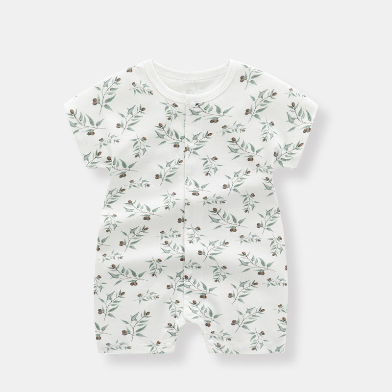 Three Little Tots Baby Thin Clothes Short Sleeve Baby Jumpsuits, in Olive Short Sleeve