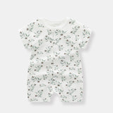 Three Little Tots Baby Thin Clothes Short Sleeve Baby Jumpsuits, in Olive Short Sleeve