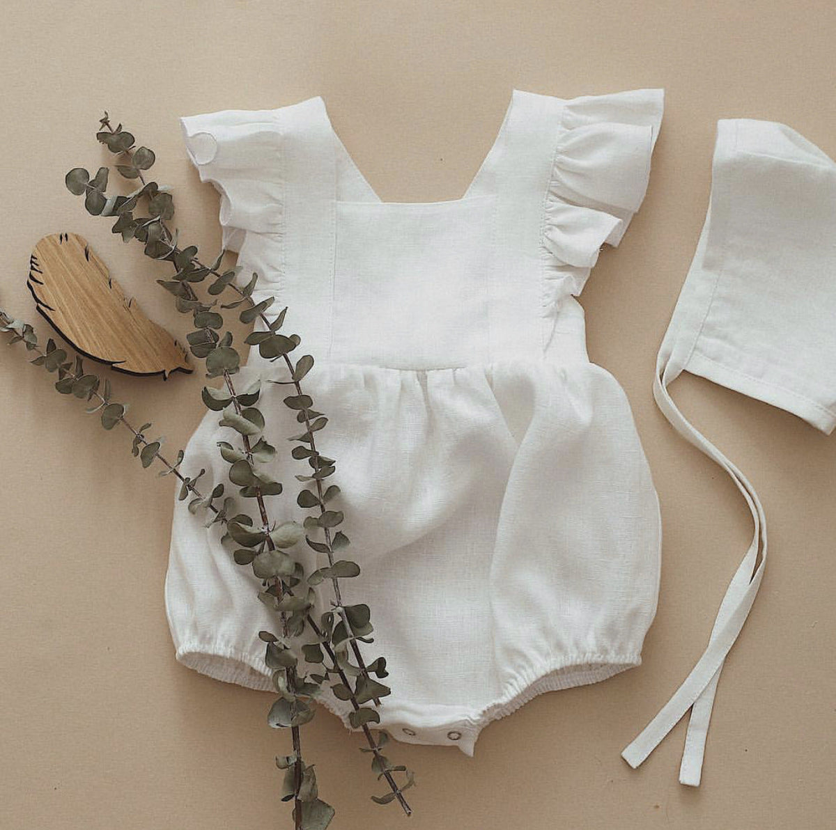 Three Little Tots Baby Cotton And Linen Summer Strap One Piece Suit, supplementary photo