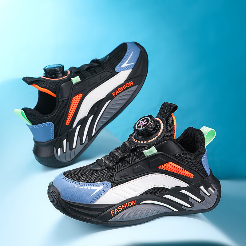 Non-Slip Soft-Soled Running Sneakers With Rotating Buckles For Older And Teenage Kids