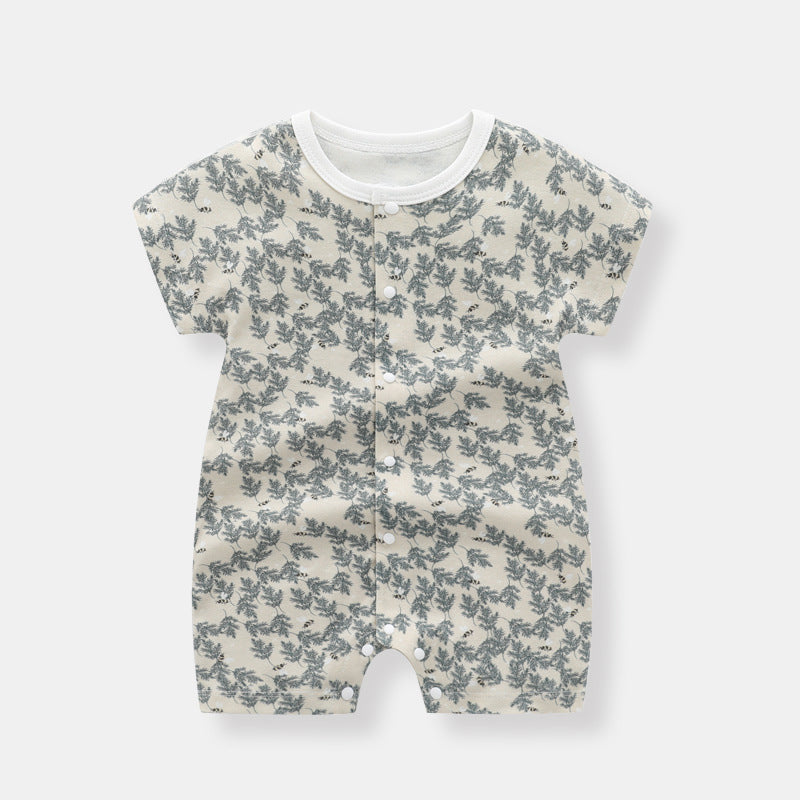 Three Little Tots Baby Thin Clothes Short Sleeve Baby Jumpsuits, in Birch Short Sleeve