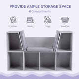 HOMCOM 6-Cubby Kids Bookcase with Reading Nook and Cushion, White