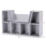 HOMCOM 6-Cubby Kids Bookcase with Reading Nook and Cushion, White