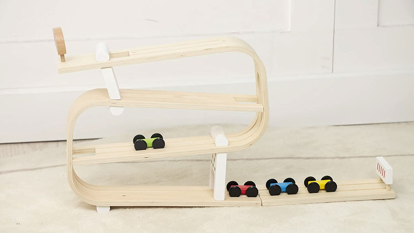 Three Little Tots Wooden Car Ramp Racer Montessori Rolling Track Toy for Toddlers, third additional photo