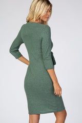 Three Little Tots Green Brushed Knit Wrap Fitted Nursing Dress, additional view