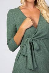 Three Little Tots Green Brushed Knit Wrap Fitted Nursing Dress, extra product detail