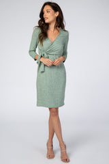 Three Little Tots Mint Brushed Knit Wrap Fitted Nursing Dress