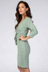 Three Little Tots Mint Brushed Knit Wrap Fitted Nursing Dress, additional product photo