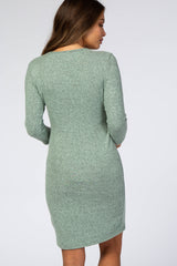 Three Little Tots Mint Brushed Knit Wrap Fitted Maternity Nursing Dress, alternate angle