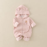 Three Little Tots Baby Girl Hooded Cartoon Cute Jumpsuit Infant Fall Outfit Jumpsuit, additional view