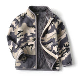 Boys Thick Fur Printed Coats Kids Zipper
