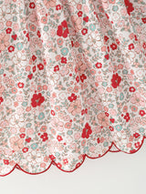 Christmas Red Floral Girls Dress Candy Cane Bow Embroidery Dress
