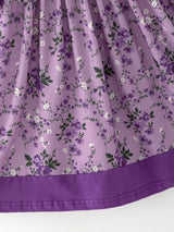 Purple Floral Girls Dress Bow Petal Collar Ruffle Hem Dress
