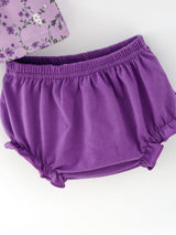 Floral Girls Outfit Set Purple Puff Sleeve Top Bloomers Set