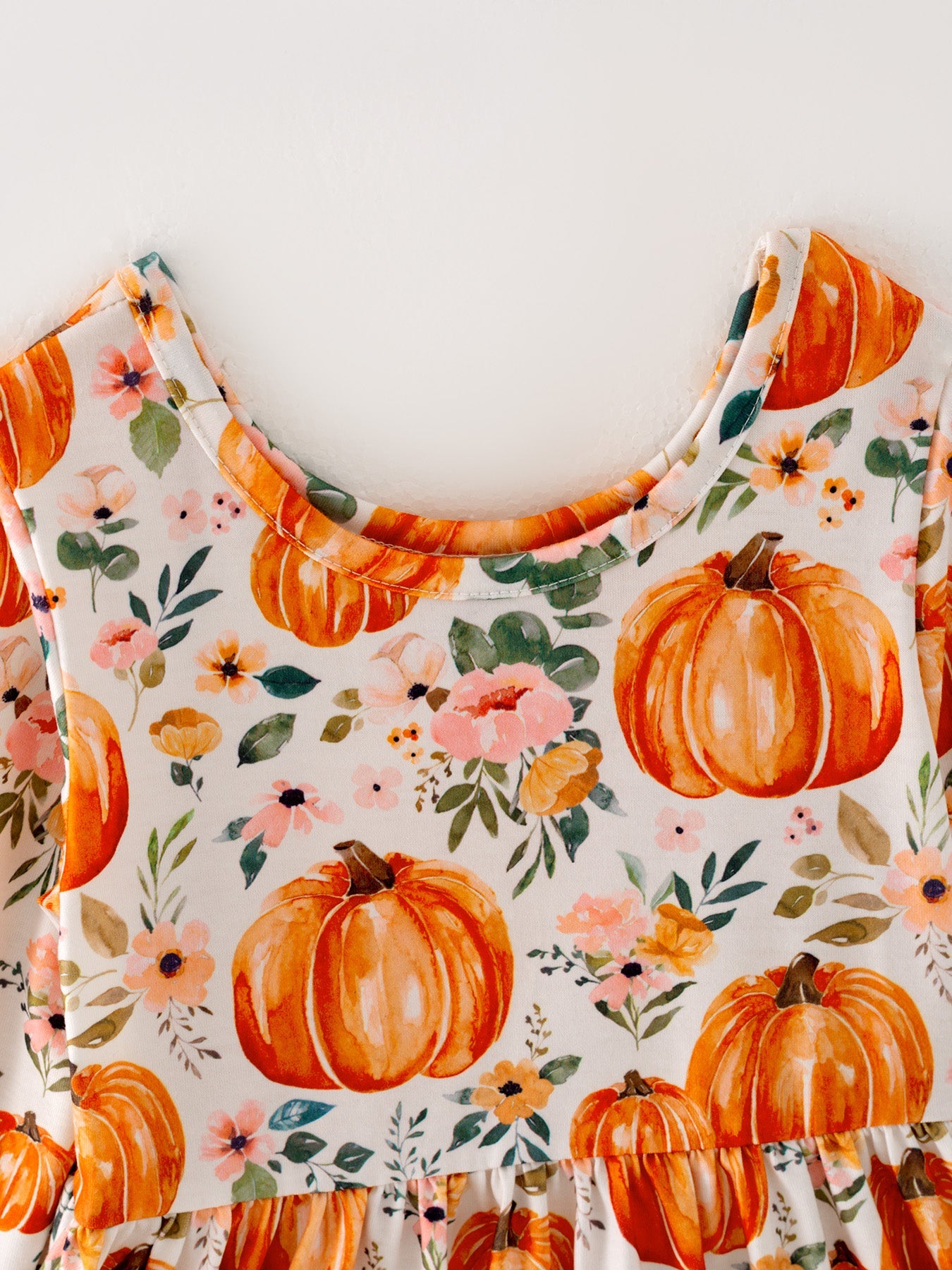 Three Little Tots Girls Fall Pumpkin Print Long Sleeve Dress, additional view