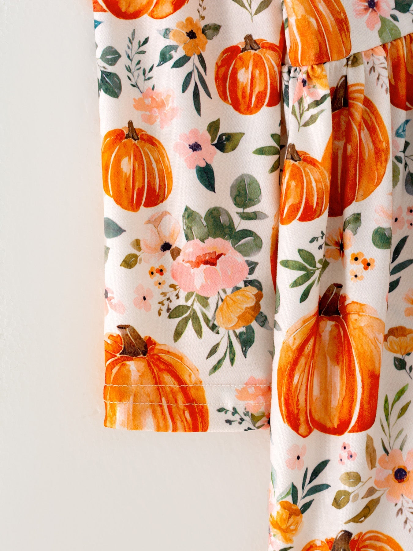 Three Little Tots Girls Fall Pumpkin Print Long Sleeve Dress, extra product detail