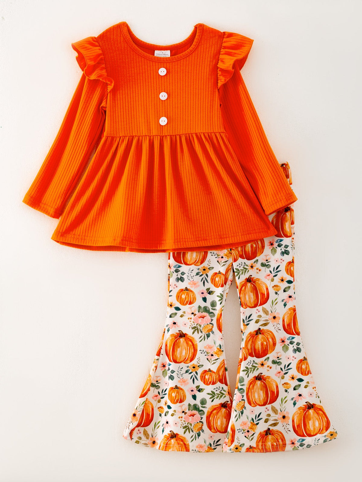Three Little Tots Girls Fall Pumpkin Print Set, supplementary photo