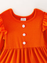 Three Little Tots Girls Fall Pumpkin Print Set, second additional photo
